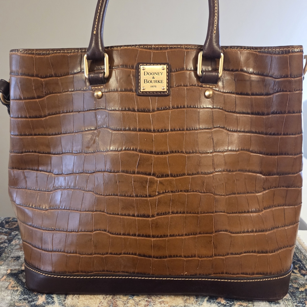 Dooney & Bourke Croc-Embossed Brown Leather Bag